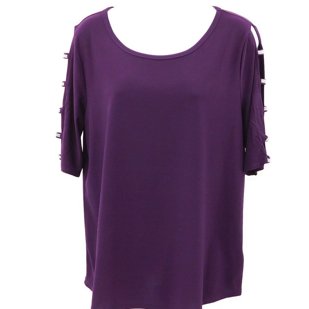 Love Scarlet  Rhinestone Embellished Short Sleeve